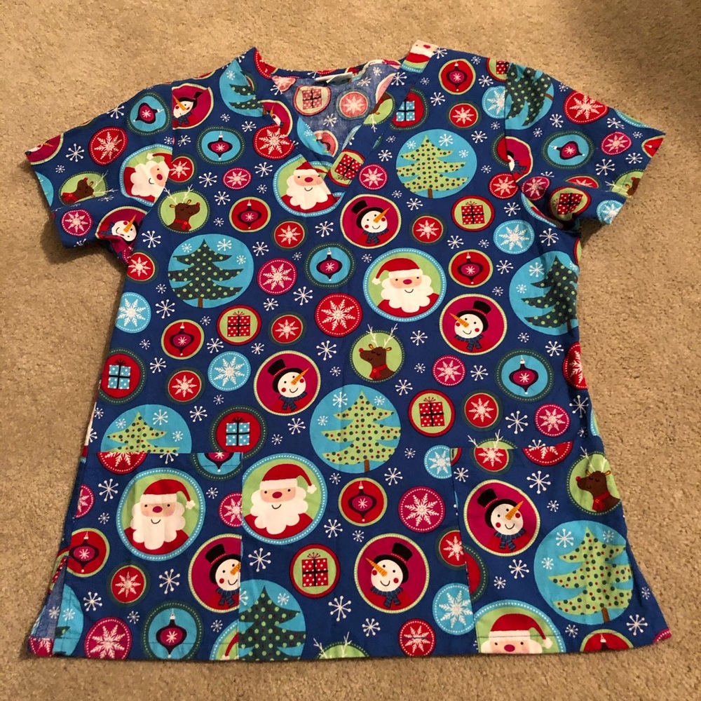 Christmas life uniform scrub top